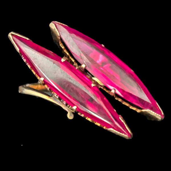 1970s Vintage Lab Created Rubies 14k Yellow Gold Large Cocktail Ring Estate Jewelry