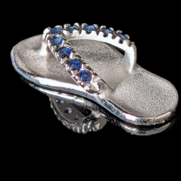 NA HOKU Diamonds 14k White Gold Flip Flop Sandal Pendant Estate Jewelry Gift
