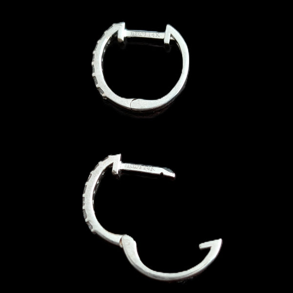 FERKOS Natural Diamonds 14k White Gold Mini Hoop Earrings Estate