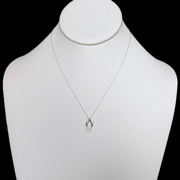 NA HOKU Diamonds 14k White Gold Flip Flop Sandal Pendant Estate Jewelry Gift