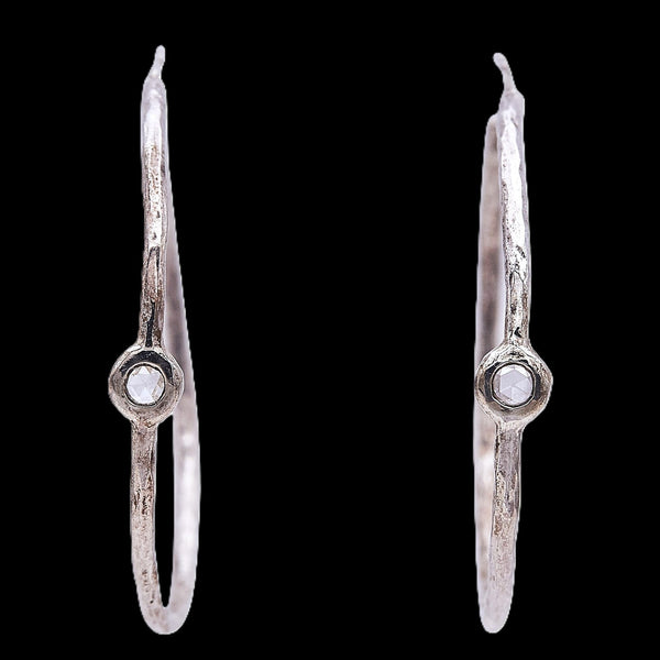 IPPOLITA Large Hoops Rose Cut Diamonds Sterling Silver Earrings Classico 1 3/4"