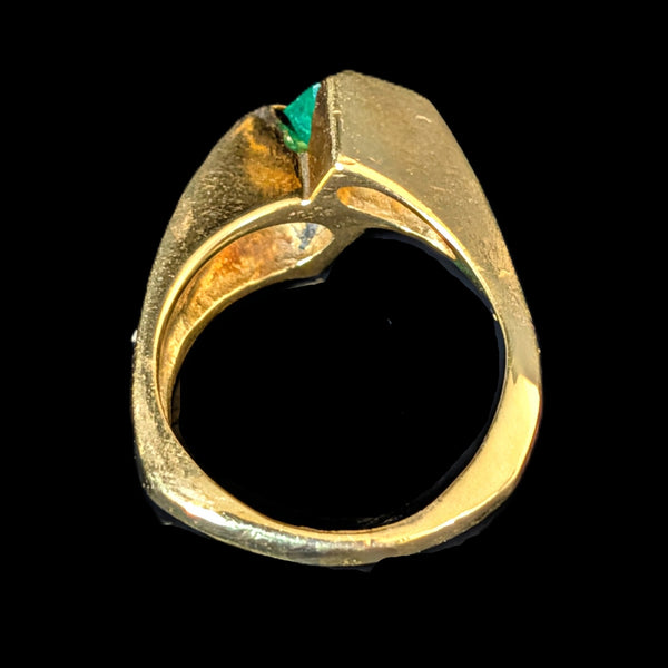 Vintage Emerald Diamonds 18k Yellow Gold Ring Estate Gift Emerald Bypass 10.6 g