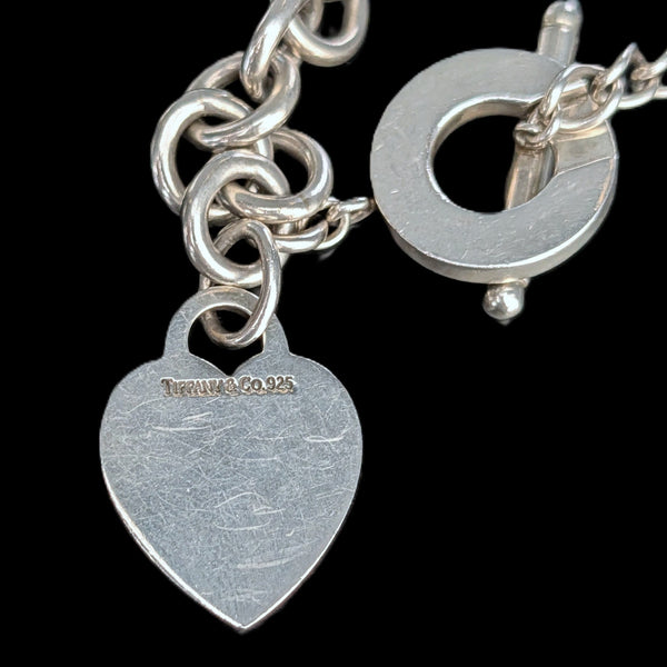 Vintage Return Tiffany & Co Toggle Heart Tag Necklace Sterling Silver 