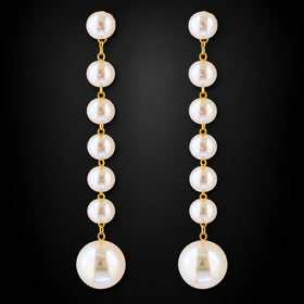 EFFY Day To Night Earrings w/ Enhancers 14k Yellow Gold Pearls Drop 1.5"