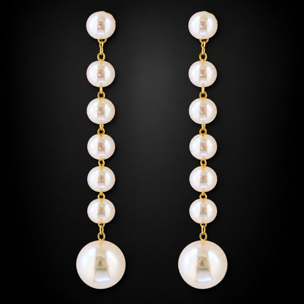 EFFY Day To Night Earrings w/ Enhancers 14k Yellow Gold Pearls Drop 1.5"