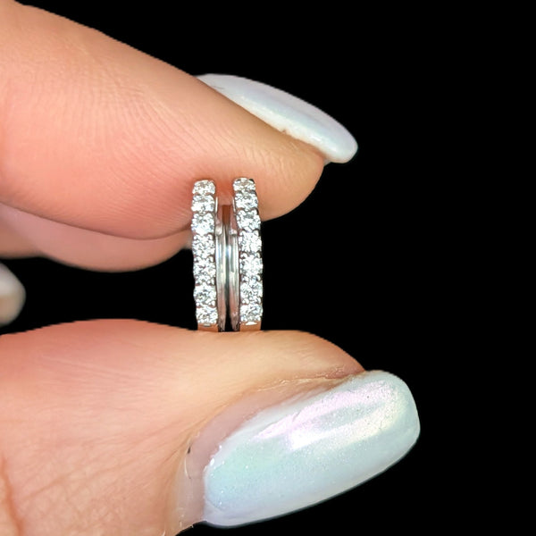 FERKOS Natural Diamonds 14k White Gold Mini Hoop Earrings Estate