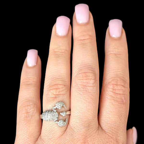 Vintage Diamond Scorpion Ring 14K White Gold Scorpio Zodiac Cocktail Gift Estate