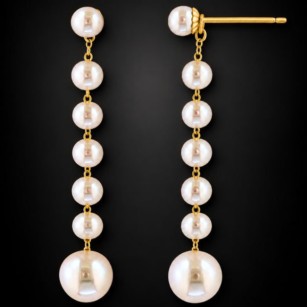 EFFY Day To Night Earrings w/ Enhancers 14k Yellow Gold Pearls Drop 1.5"