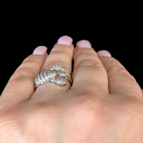 Vintage Diamond Scorpion Ring 14K White Gold Scorpio Zodiac Cocktail Gift Estate