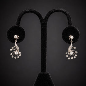 Wolfville - 1950s Vintage Diamonds 14k White Gold Floral Earrings