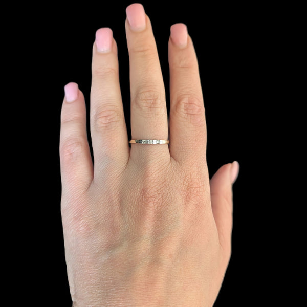Vintage Diamonds 14k Yellow White Gold Wedding Band Ring Estate Bridal Retro
