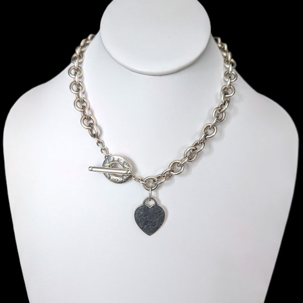 Vintage Return Tiffany & Co Toggle Heart Tag Necklace Sterling Silver 