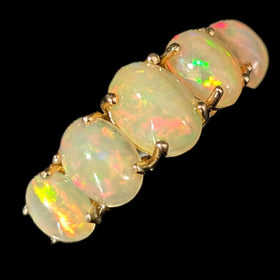 Estate Opal 10k Yellow Gold Ring Band Gorgeous Play of Color Gift