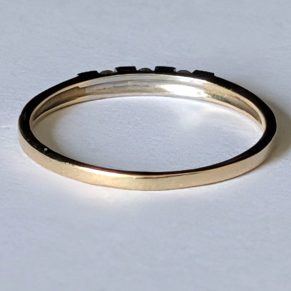 Vintage Diamonds 14k Yellow White Gold Wedding Band Ring Estate Bridal Retro