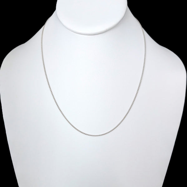 AURAFIN Estate 14K White Gold Wheat Chain Spiga 18" Long Lobster Claw Italy