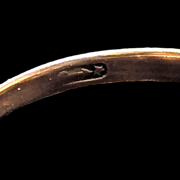 Antique Cabochon Cut Orange Gemstone 10k Yellow Gold Ring Estate Jewelry Gift makers mark arrow star
