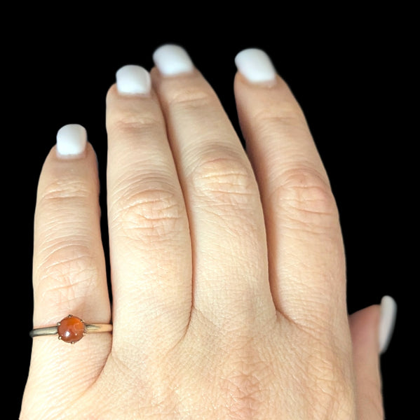 Antique Cabochon Cut Orange Gemstone 10k Yellow Gold Ring Estate Jewelry Gift