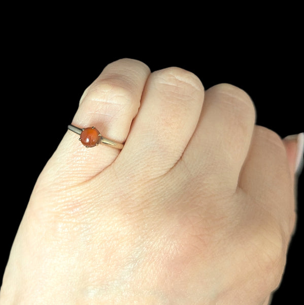 Antique Cabochon Cut Orange Gemstone 10k Yellow Gold Ring Estate Jewelry Gift