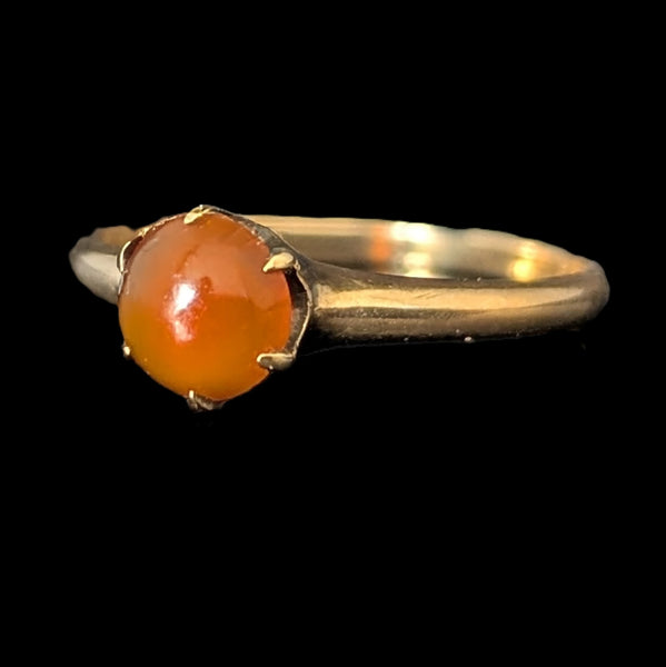 Antique Cabochon Cut Orange Gemstone 10k Yellow Gold Ring Estate Jewelry Gift