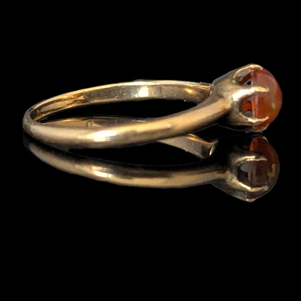 Antique Cabochon Cut Orange Gemstone 10k Yellow Gold Ring Estate Jewelry Gift