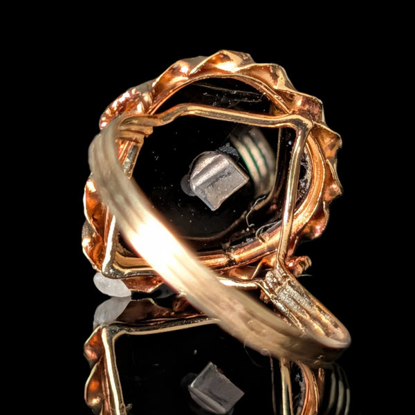 Boulder - Victorian Diamond Onyx 10k Yellow Gold Heart Ring