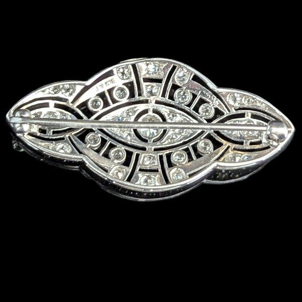 Antique Edwardian Brooch Old European Cut Diamond Platinum Black, Starr & Frost