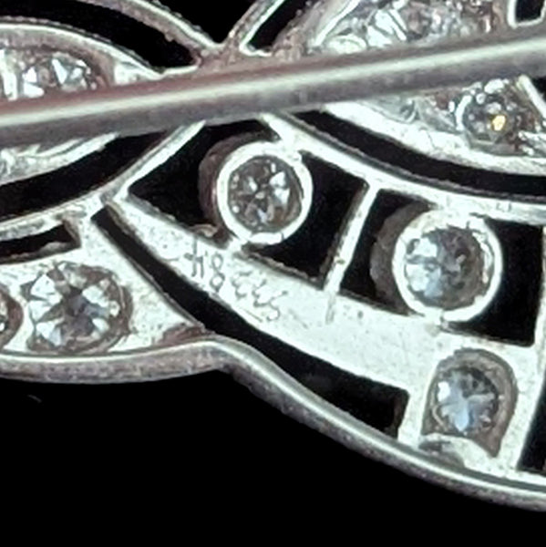 Antique Edwardian Brooch Old European Cut Diamond Platinum Black, Starr & Frost