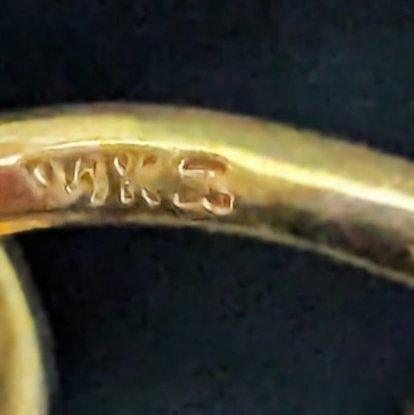 Antique KREMENTZ Old European Cut Diamonds 14k Yellow Gold Cufflinks Enamel Knot  maker's mark