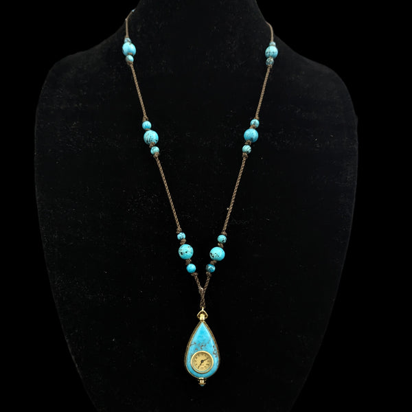 Riga - Antique Novalis Geneve Pendant Fob Watch 10k Gold Peking Glass Art Deco