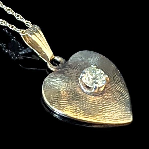 Fairfax - Antique Old European Cut Diamond 10k Yellow Gold Heart Pendant on Chain