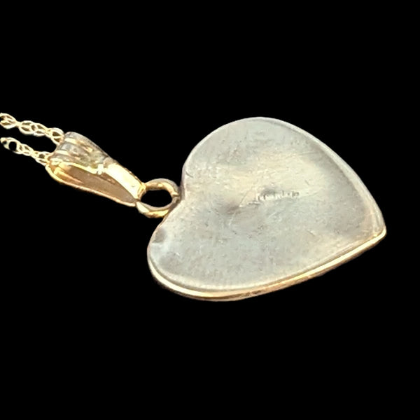 Fairfax - Antique Old European Cut Diamond 10k Yellow Gold Heart Pendant on Chain