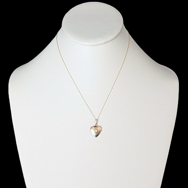 Fairfax - Antique Old European Cut Diamond 10k Yellow Gold Heart Pendant on Chain