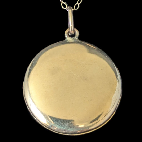 Antique Victorian Old Euro Cut Diamond 9k Gold Clover Locket Pendant 14k Chain 1800s 