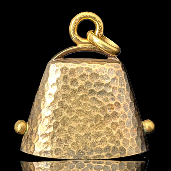 Antique Working Bell Pendant Sapphire Diamonds Pearl High Carat Gold Victorian