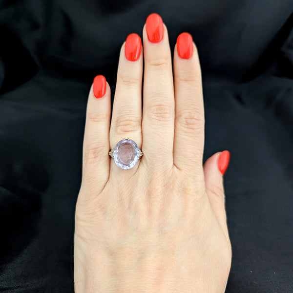 The Murchia - Art Deco Carved Amethyst Intaglio 18k Gold Filigree Ring