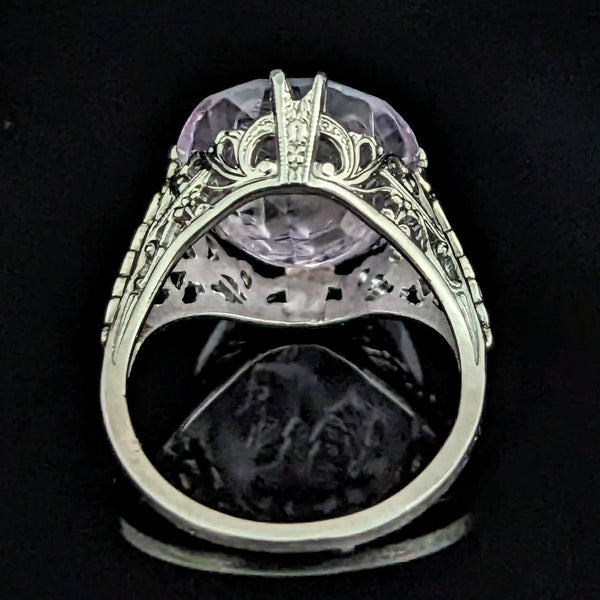 The Murchia - Art Deco Carved Amethyst Intaglio 18k Gold Filigree Ring