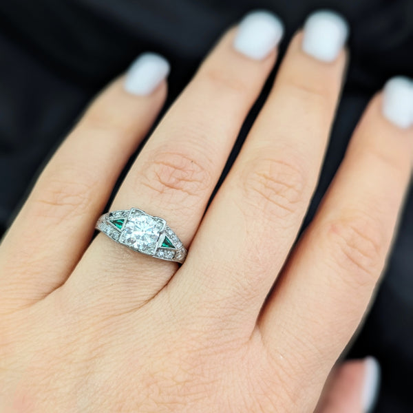 Art Deco GIA 1CT Natural Diamond Platinum Ring Engagement or Statement Vintage / Antique c.1920-30s 