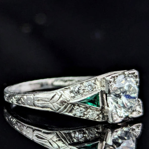 Art Deco GIA 1CT Natural Diamond Platinum Ring Engagement or Statement Vintage / Antique c.1920-30s 