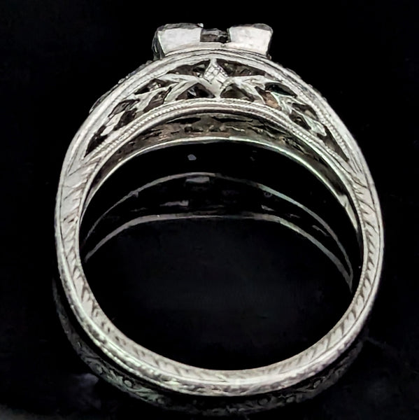 Art Deco GIA 1CT Natural Diamond Platinum Ring Engagement or Statement Vintage / Antique c.1920-30s 