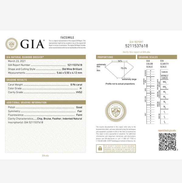 Art Deco GIA VVS2/H Natrl Old Mine Cut Diamond Platinum Engagement Ring Antique GIA report