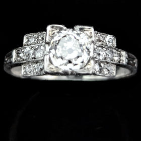 Art Deco GIA VVS2/H Natrl Old Mine Cut Diamond Platinum Engagement Ring Antique
