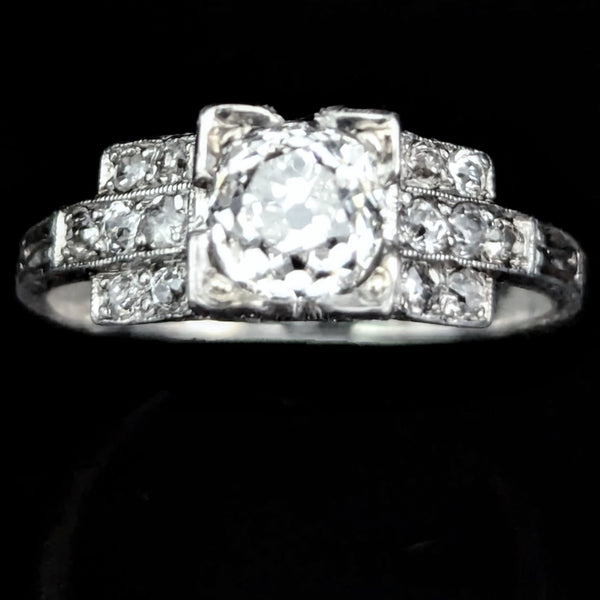 Art Deco GIA VVS2/H Natrl Old Mine Cut Diamond Platinum Engagement Ring Antique