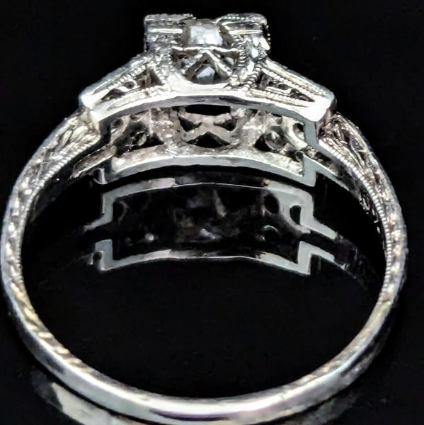 Art Deco GIA VVS2/H Natrl Old Mine Cut Diamond Platinum Engagement Ring Antique