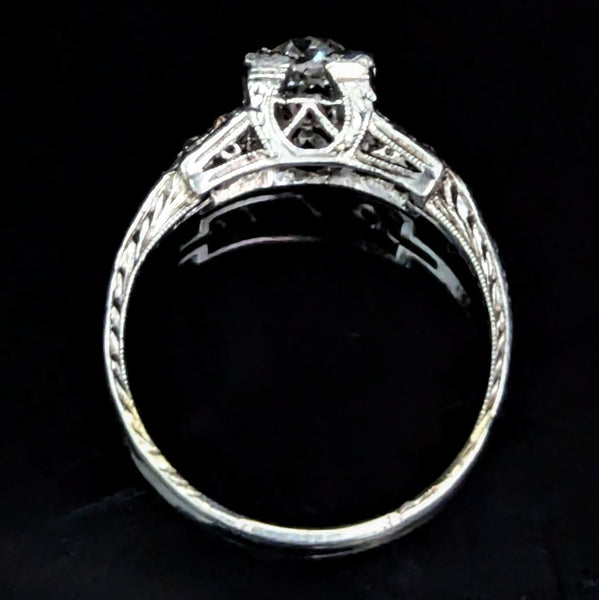 Art Deco GIA VVS2/H Natrl Old Mine Cut Diamond Platinum Engagement Ring Antique