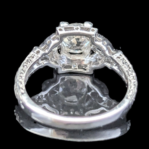 Art Deco Old European Cut Diamond Platinum Ring Engagement Vintage Antique 1920s