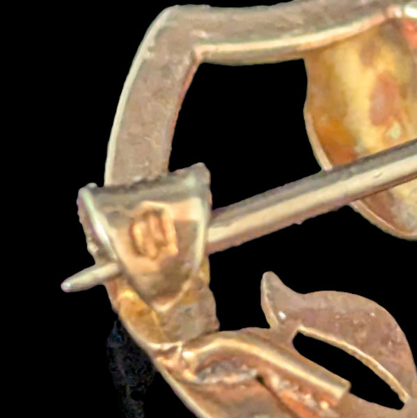 Art Nouveau Pearl 10k Yellow Gold Calla Lily Brooch Pin Antique Estate 1900s