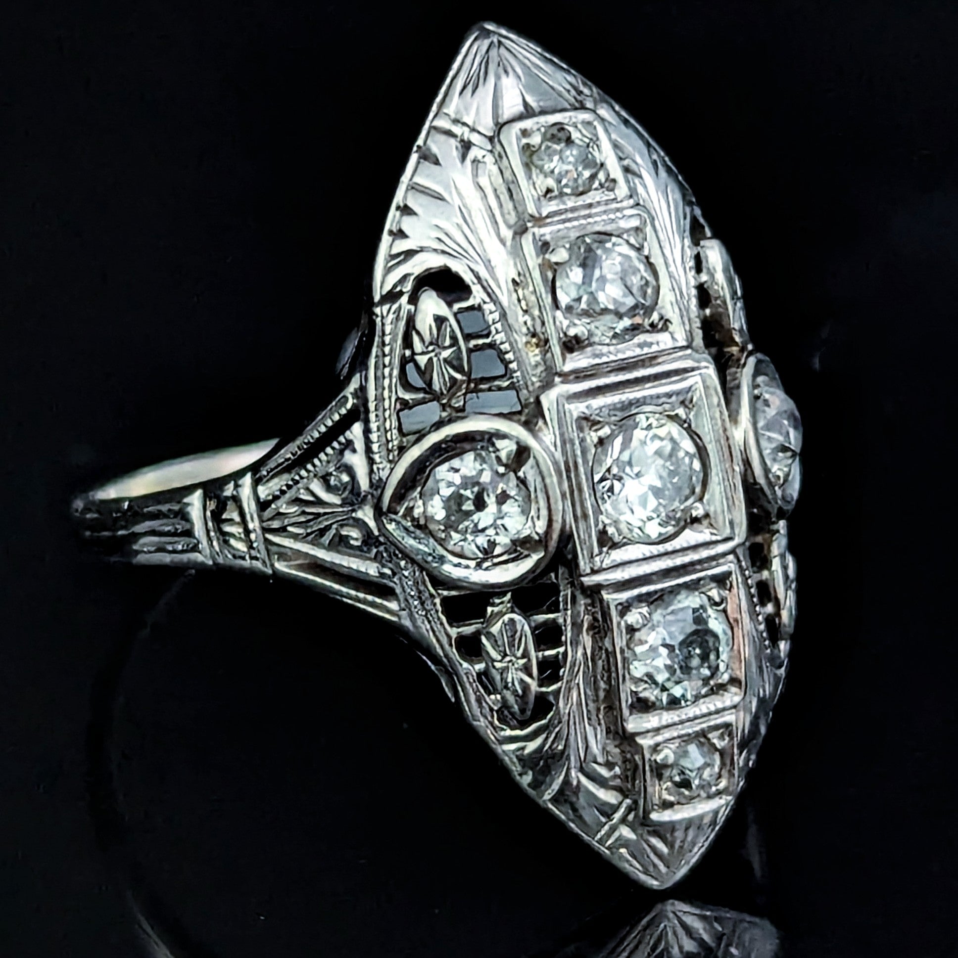 Art deco shield ring deals