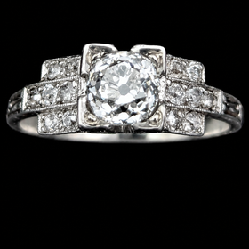 Art Deco GIA VVS2/H Natrl Old Mine Cut Diamond Platinum Engagement Ring Antique