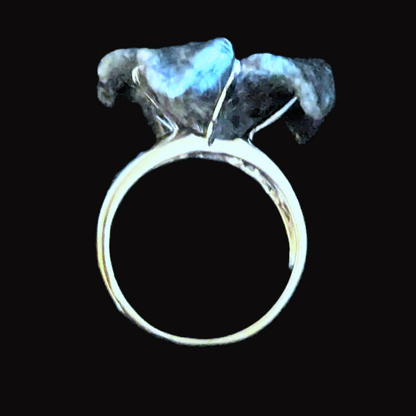 The Montrose - Articulated Estate Diamond Hardstone 14k White Gold Cocktail Ring