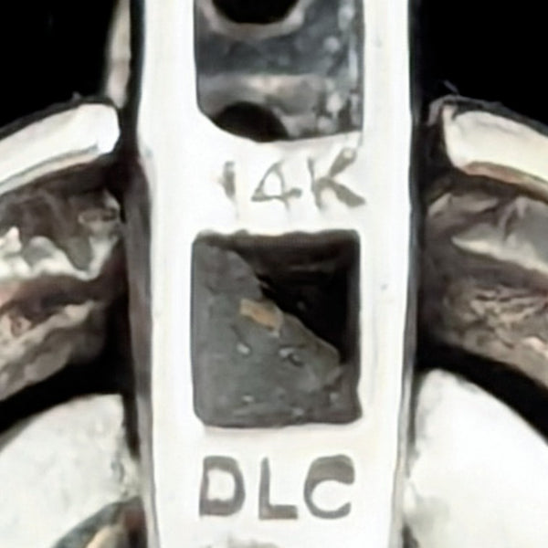 Articulated Diamonds 14k White Gold Quatrefoil Pendant on Chain Estate Lg. 1.25 Inch